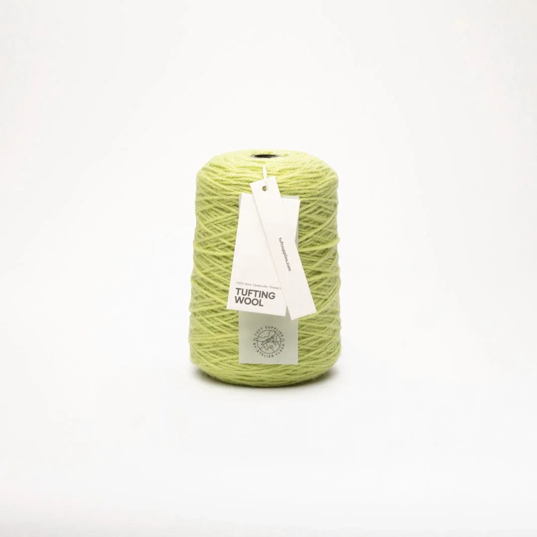 lime zest 100% New Zealand Wool Tufting Yarn 500g cone – durable 3-ply rug making yarn