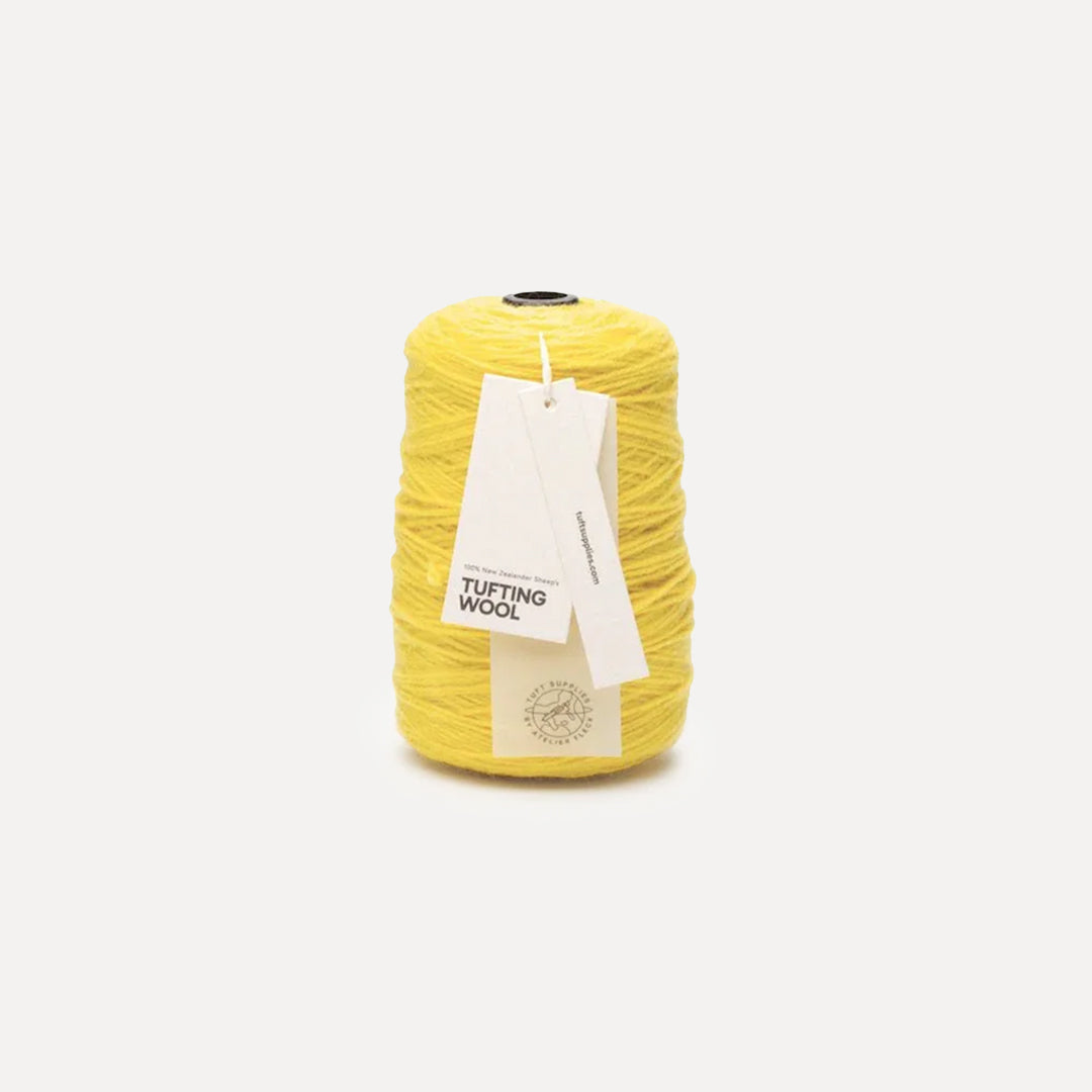 lemon drop yellow 100% New Zealand Wool Tufting Yarn 500g cone – durable 3-ply rug making yarn