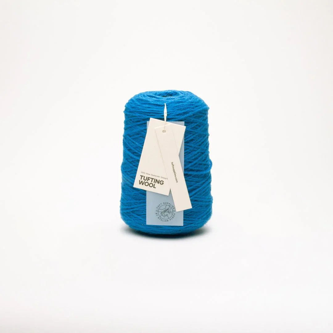 tropical wave blue 100% New Zealand Wool Tufting Yarn 500g cone – durable 3-ply rug making yarn