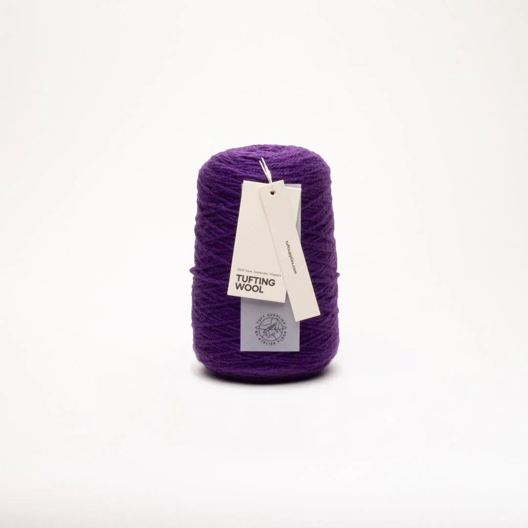 plum pop purple 100% New Zealand Wool Tufting Yarn 500g cone – durable 3-ply rug making yarn