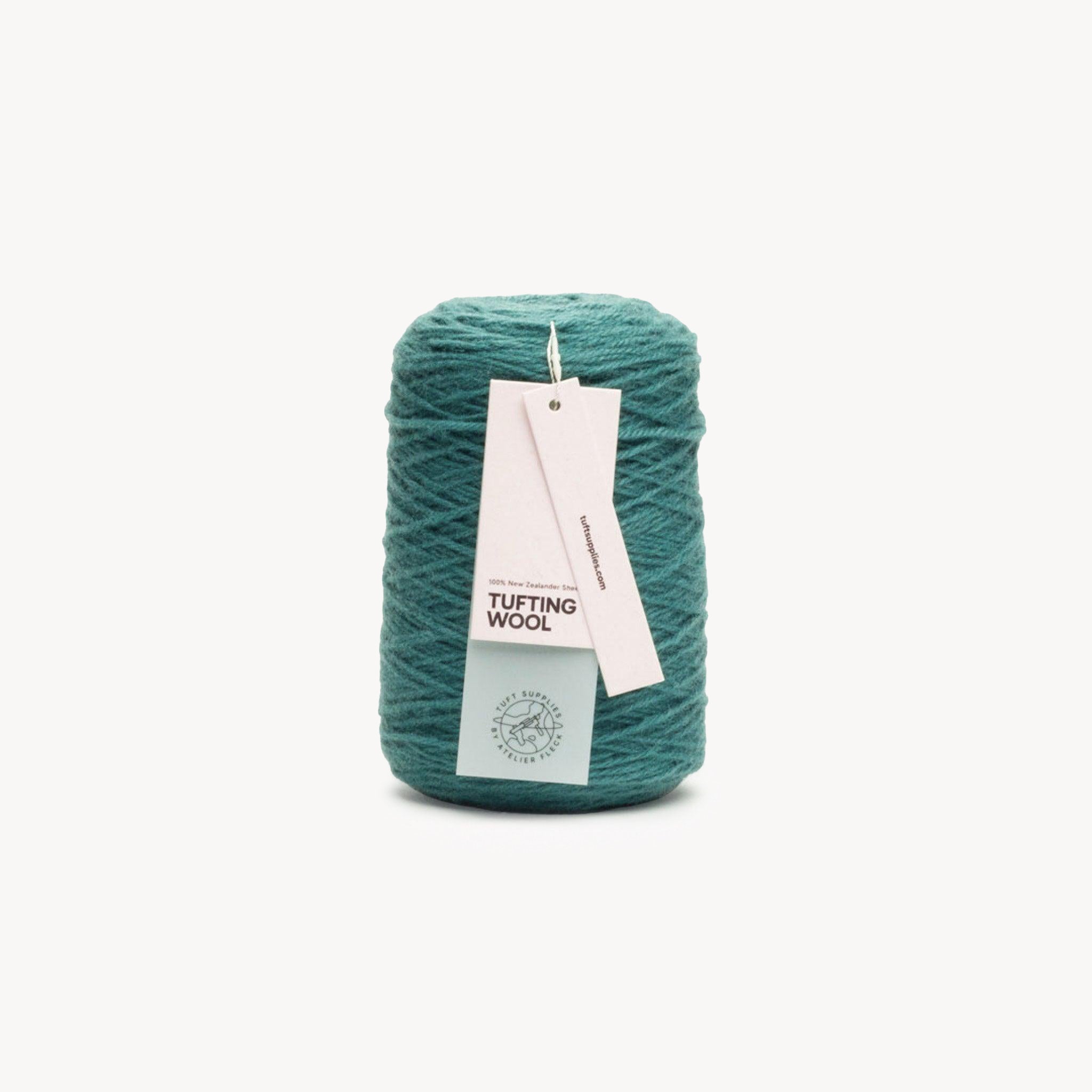 teal tide green 100% New Zealand Wool Tufting Yarn 500g cone – durable 3-ply rug making yarn