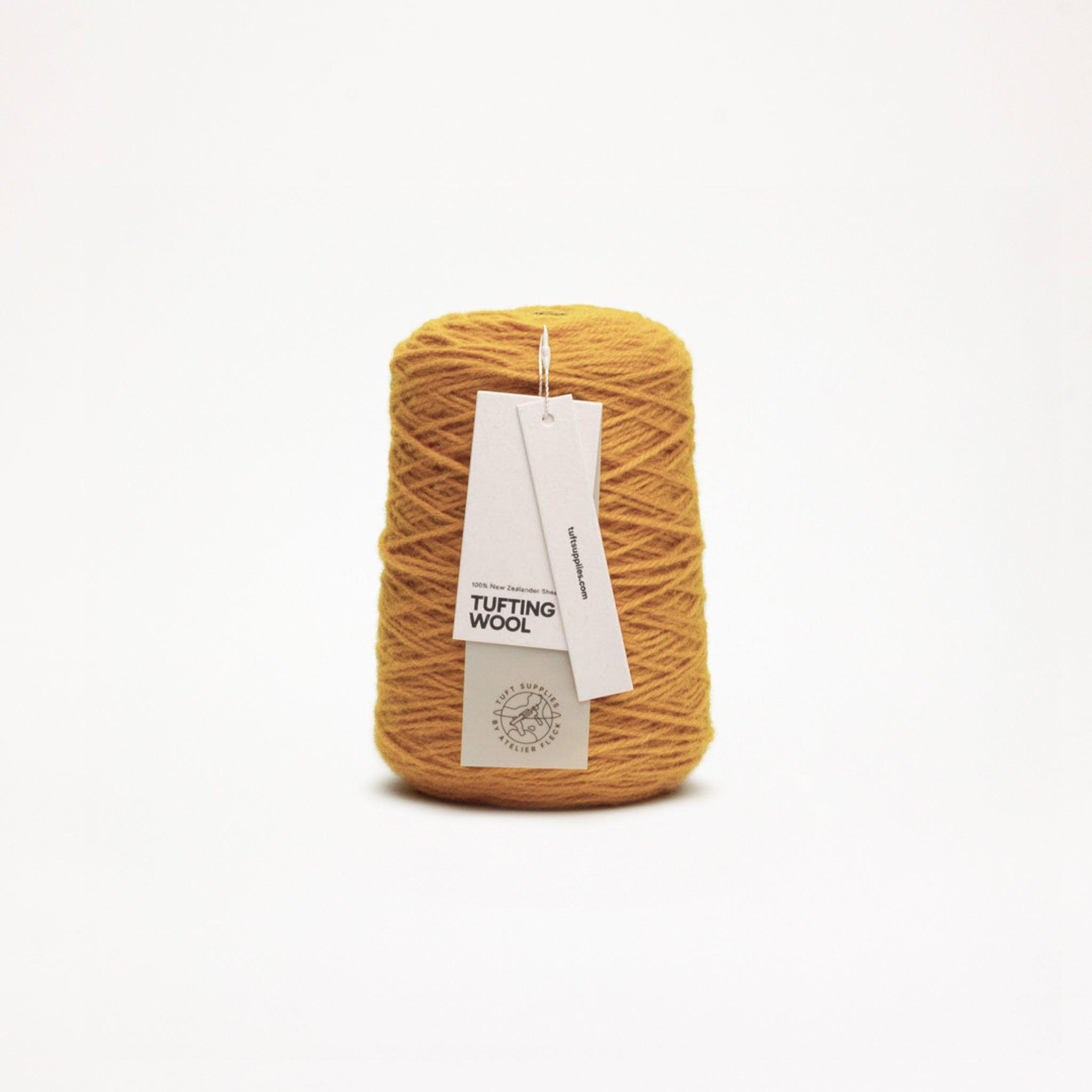 vibrant gold 100% New Zealand Wool Tufting Yarn 500g cone – durable 3-ply rug making yarn