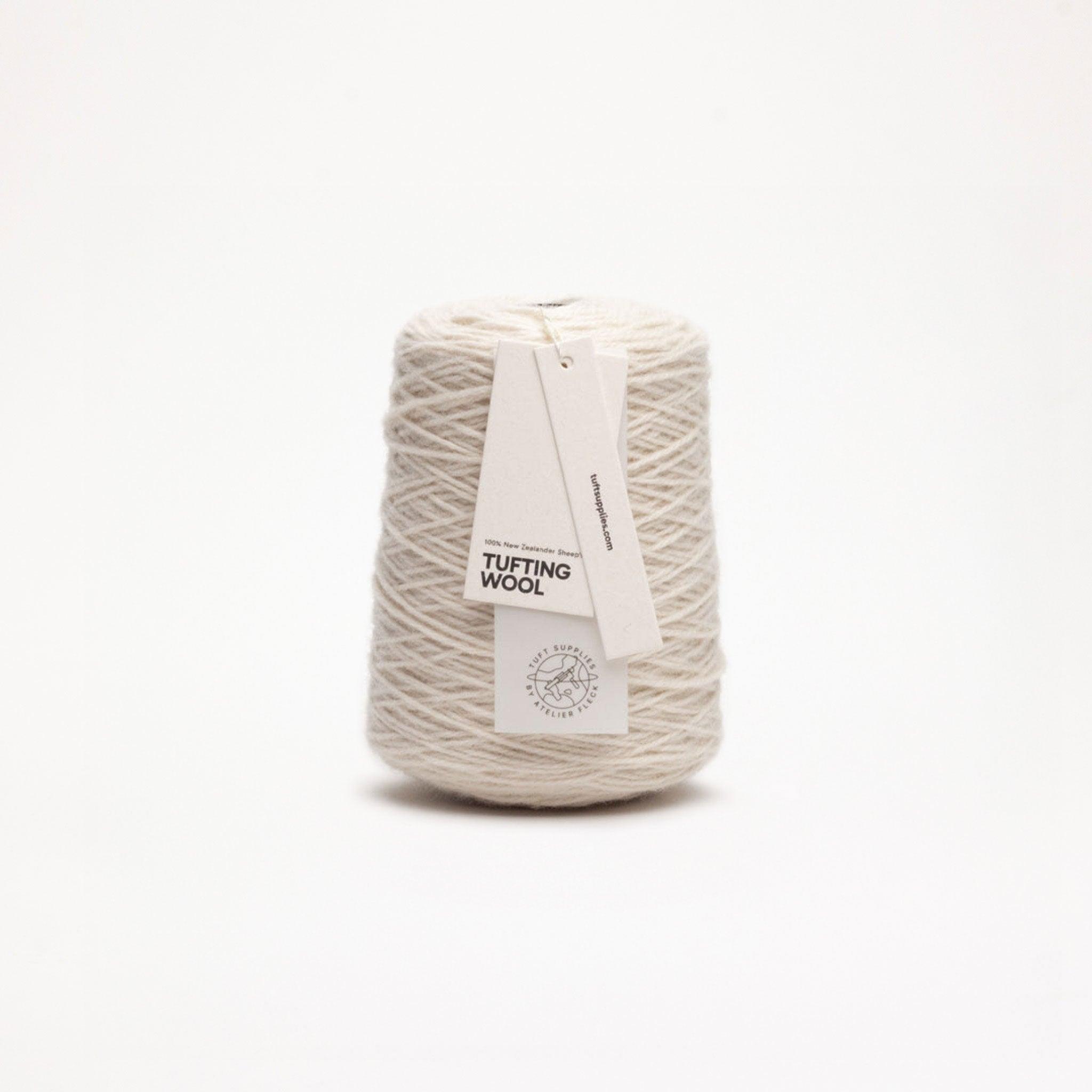 white 100% New Zealand Wool Tufting Yarn 500g cone – durable 3-ply rug making yarn