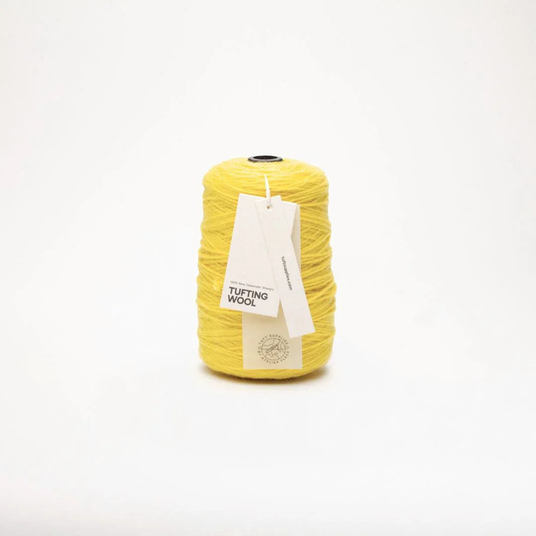 lemon drop yellow 100% New Zealand Wool Tufting Yarn 500g cone – durable 3-ply rug making yarn
