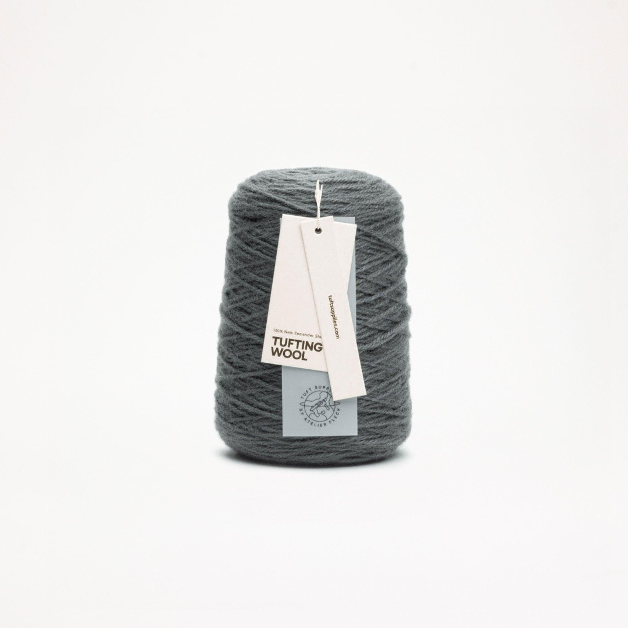 misty grey 100% New Zealand Wool Tufting Yarn 500g cone – durable 3-ply rug making yarn