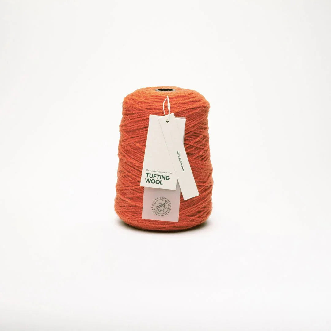 burnt apricot 100% New Zealand Wool Tufting Yarn 500g cone – durable 3-ply rug making yarn