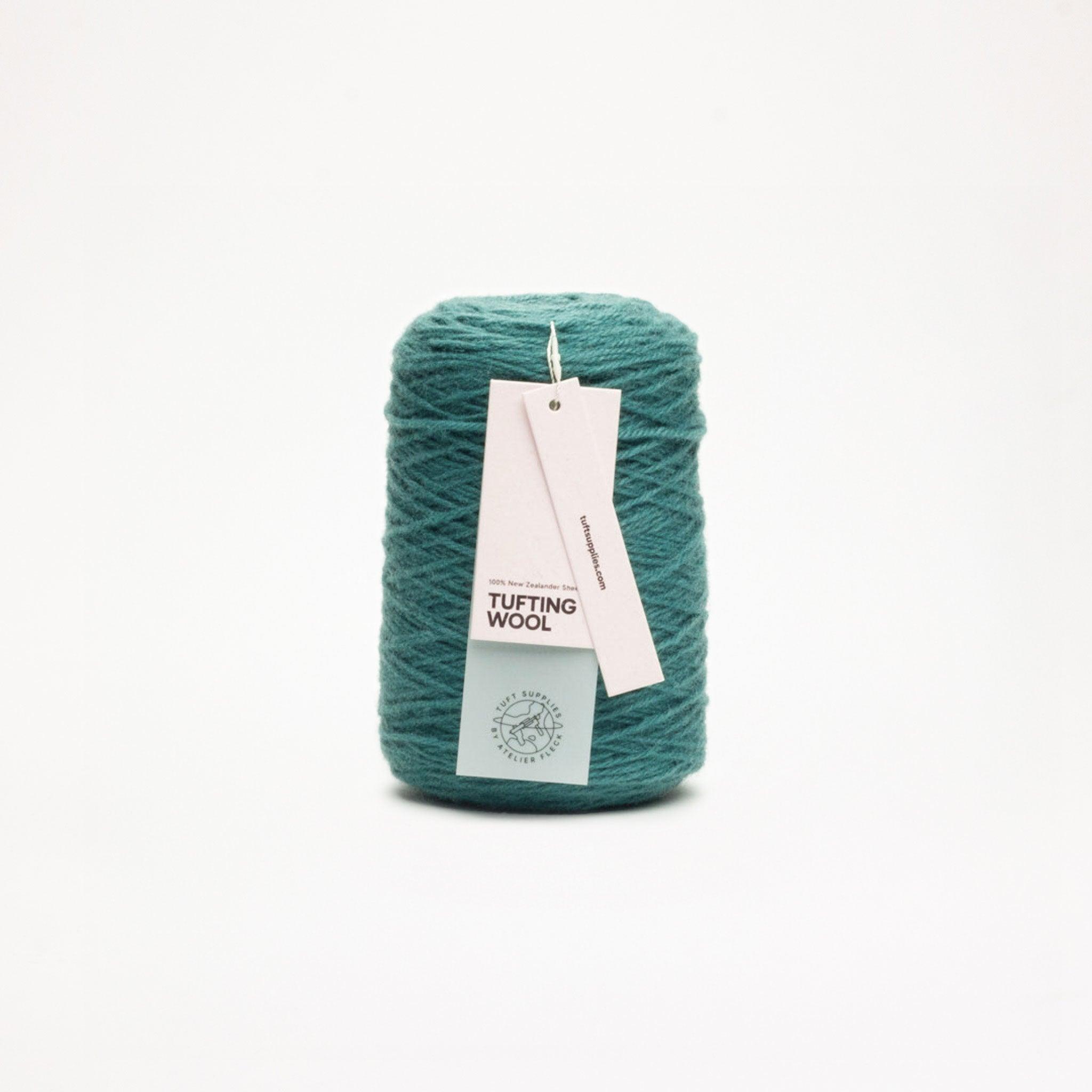 teal tide green 100% New Zealand Wool Tufting Yarn 500g cone – durable 3-ply rug making yarn