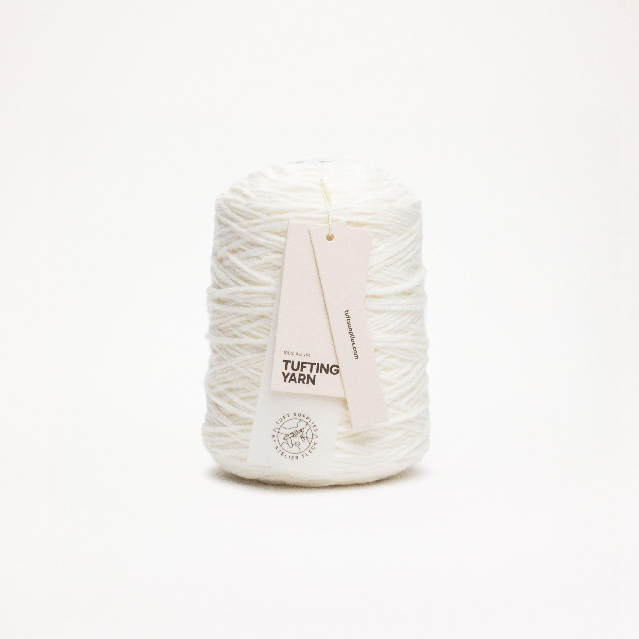 white soft acrylic tufting yarn – 400g cone – 8-ply structure for rug tufting